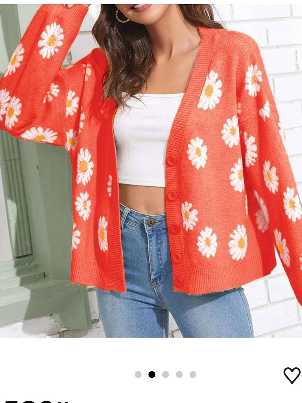 Hyipels Women's Floral Print Knitted Long Sleeve Chunky Cardigan Sweater